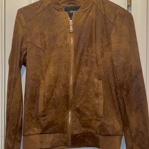 BNCI by Blanc Noir faux suede bomber jacket in brown